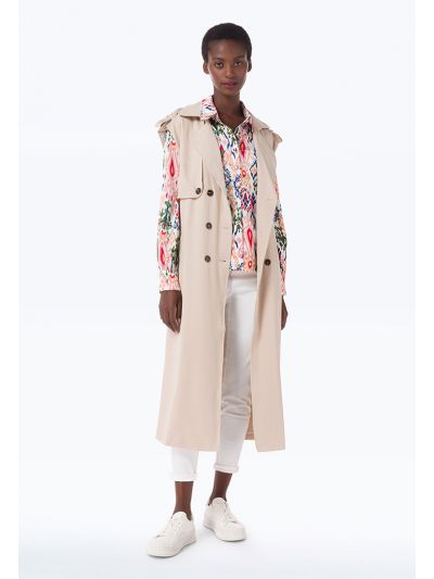 Shoulder Flap Lapel Solid Longline Waist Coat -Sale