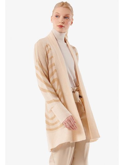 Long Sleeves Self Fabric Belt Knitwear