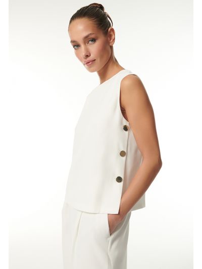 Side Metal Buttoned Blouse -Sale