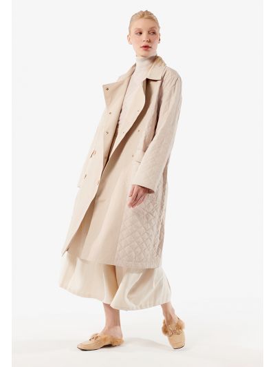 Double Breasted Quilted Midi Coat