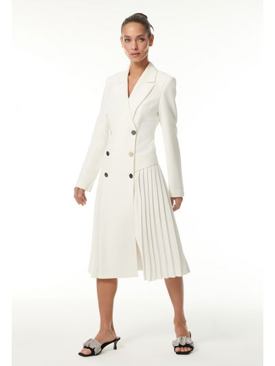 Classic Pleated Midi Blazer Dress -Sale