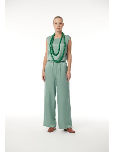 Satin Textured Solid Straight Leg Trouser