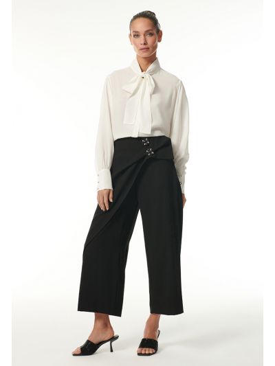 Rhinestone Embellished Overlap Flap Culottes -Sale
