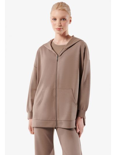 Solid Knitted Zip-Up Hoodie