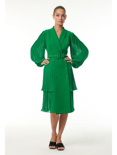 Pleated Double Breasted Blazer Dress -Sale
