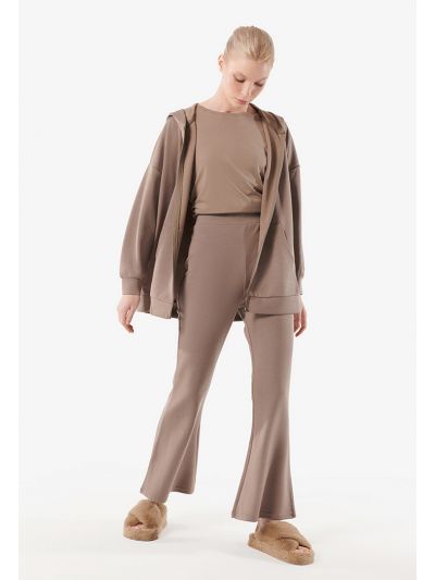 Solid Knitted Flared Trouser