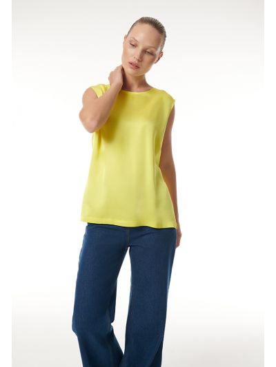Solid Sleeveless Crew Neck T-Shirt