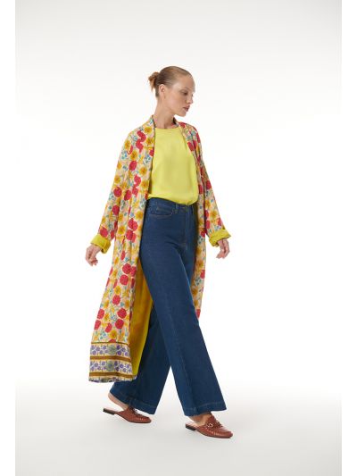 Colorful Flower All Over Patterned Open Abaya -Sale