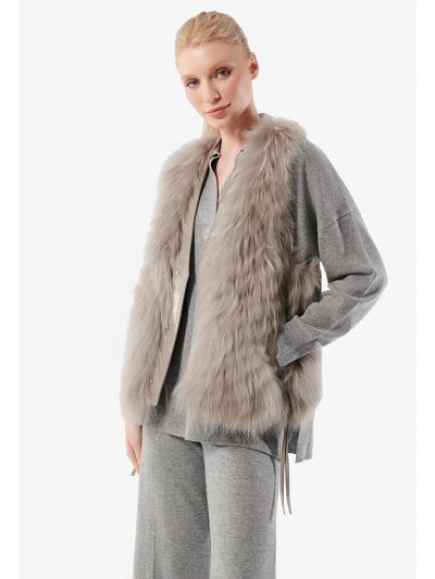 Real Fox Fur PU Leather Sleeveless Gilet -Sale