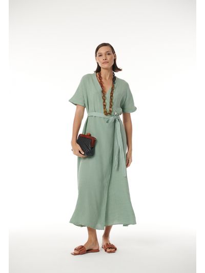 Overlap Solid Maxi Dress