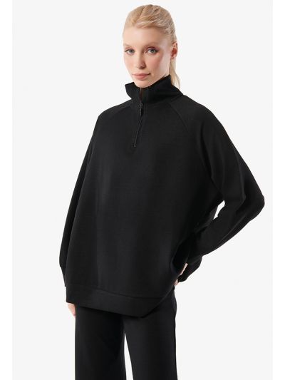 High Neck Knitted Solid Sweatshirt