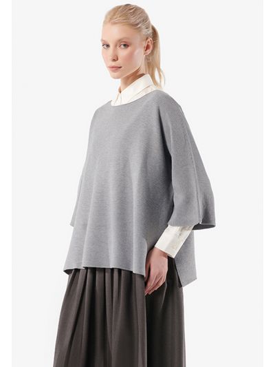 Side Slit Textured Knitted Blouse -Sale