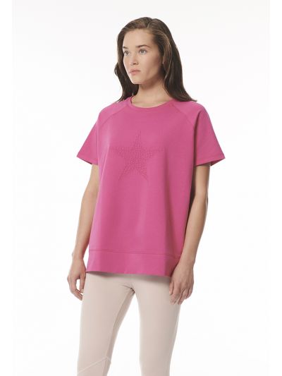 Embossed Star Over Size T-Shirt -Sale