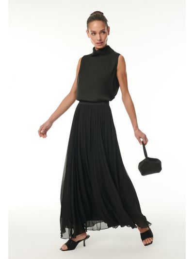 Accordion Pleated Flared Skirt