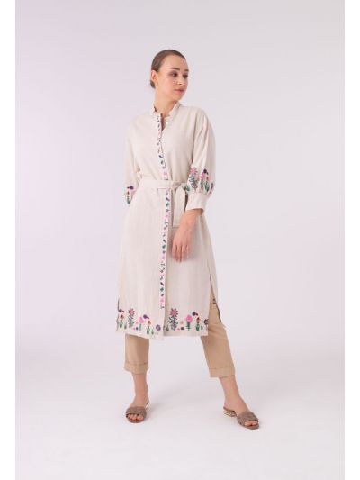 Embroidered Border Classic Long Dress (Free Size)