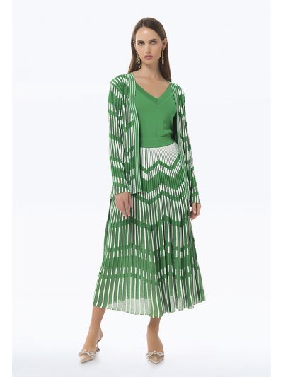 Knitted Lurex Contrast Skirt -Sale