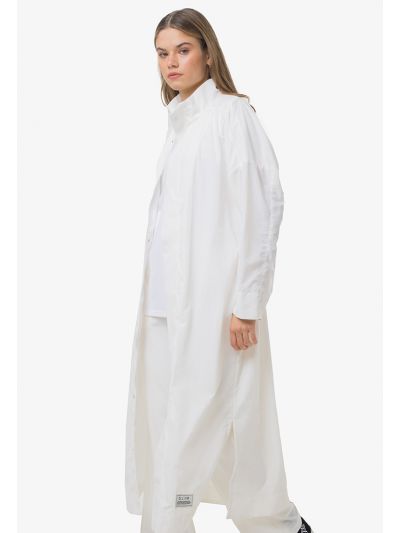 Solid Back Printed High Neck Long Jacket