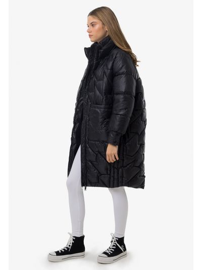 Quilted Puffer Solid Midi Jacket