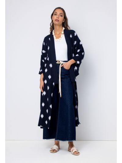 Embroidered Printed Belted Kimono- Ramadan Style