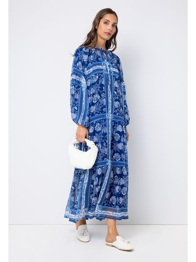 Floral Print Balloon Sleeve Dress Set (2 PCS)