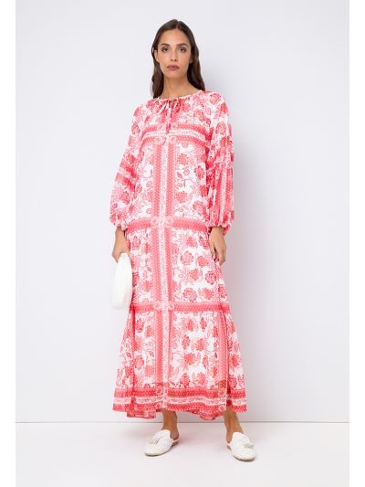 Floral Print Balloon Sleeve Dress Set (2 PCS)- Ramadan style