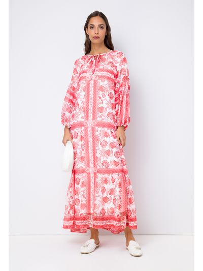 Floral Print Balloon Sleeve Dress Set (2 PCS)