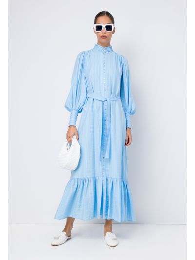 Textured Ruffle Shirt Dress- Ramadan Look