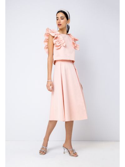Box Pleated Flared Skirt