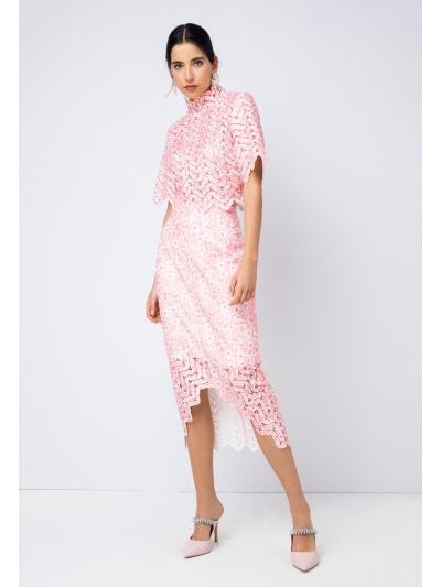 Lace High-Low Scalloped Hem Skirt
