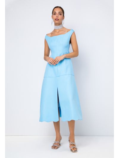 Textured Sleeveless Front Slit Dress- Eid Style