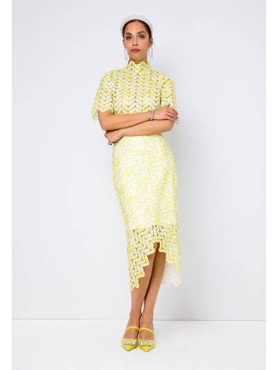 Lace High-Low Scalloped Hem Skirt