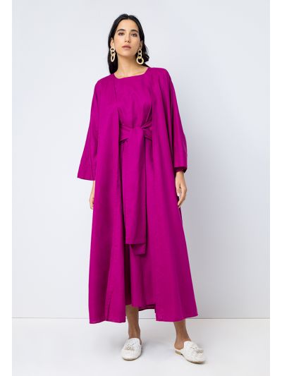 Kimono Sleeve Belted Open Abaya
