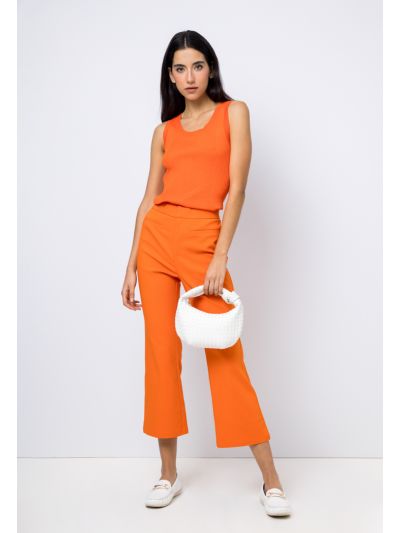 Flared Solid Trousers with Pockets