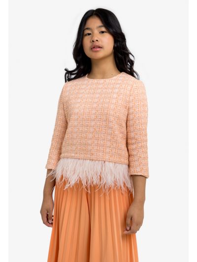 Faux Feather Hem Top