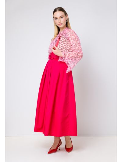 Pleated Flared Solid Skirt