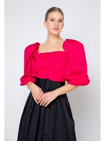 Puff Sleeve Crop Length Solid Top- Eid Style