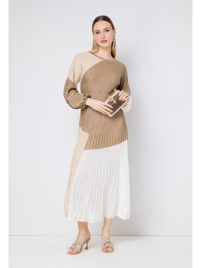 Color Block Knitted Lurex Dress