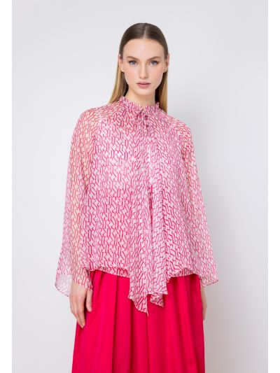 Monogram Print Raglan Sleeves Blouse Set (2 PCS)
