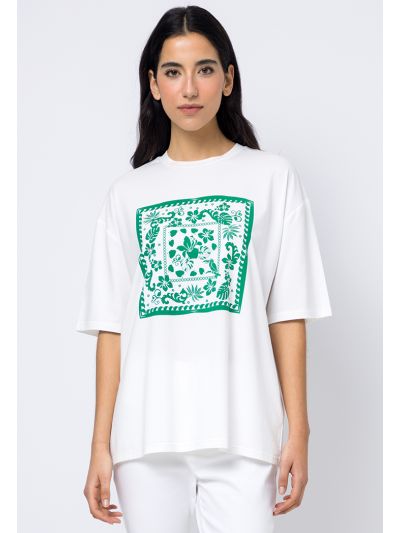 Oversized Printed Motif T-Shirt