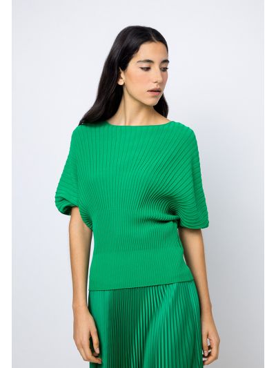 Knitted Solid Batwing Sleeves Blouse