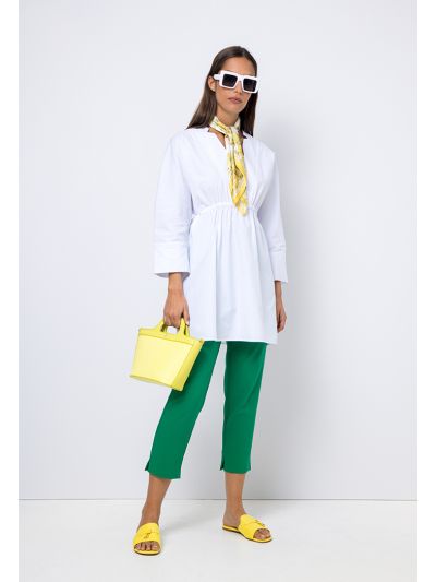 Long Solid Trouser With Faux Pocket