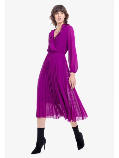 Front Ruffled Pleated Dress -Sale