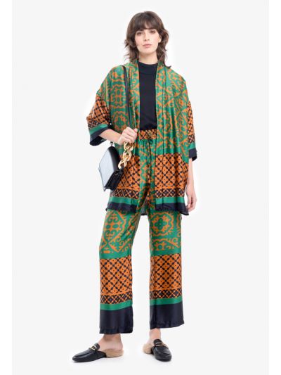 Printed Border Wide Leg Trouser -Sale