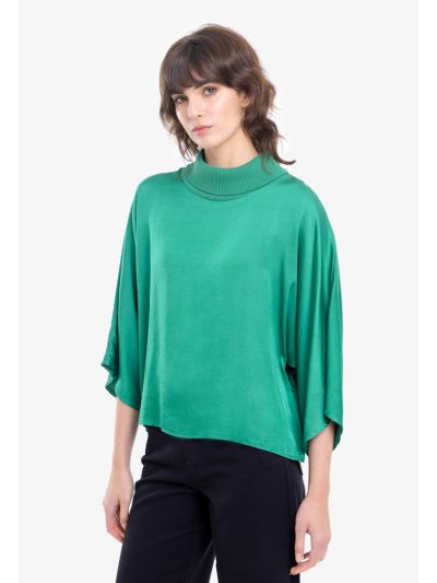 Viscose High Neck Kimono Blouse -Sale