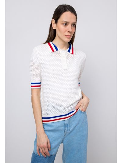 Knitted Solid Polo T-Shirt