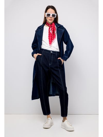 Baggy Solid High Waist Denim Pant