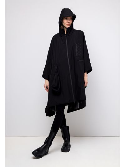 Full Zip Hooded Solid Cape