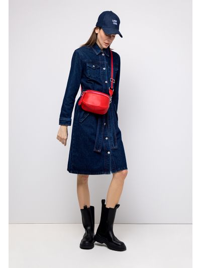 Belted Midi Denim Shirt Dress