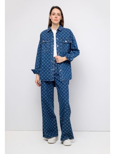 Patterned Monogram Denim Trouser -Sale