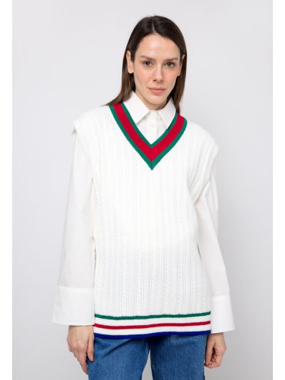 Knitted Oversized V-Neck Vest